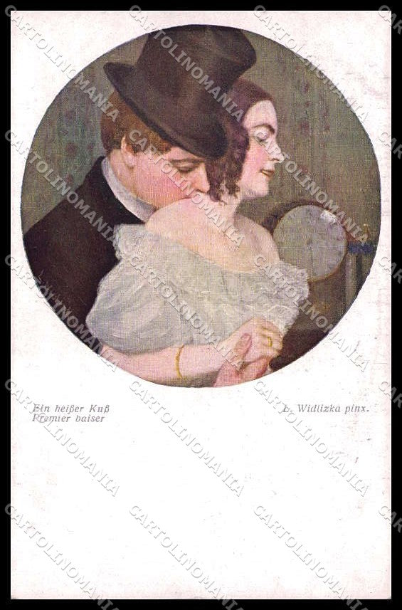 Illustratori Artist Signed L. Widlizka Romantic Couple BRWI 1723 pc ZG7689 – fronte
