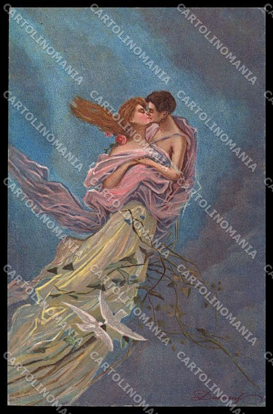Illustratori Artist Signed Romantic Couple serie 1984 cartolina ZG7718 – fronte