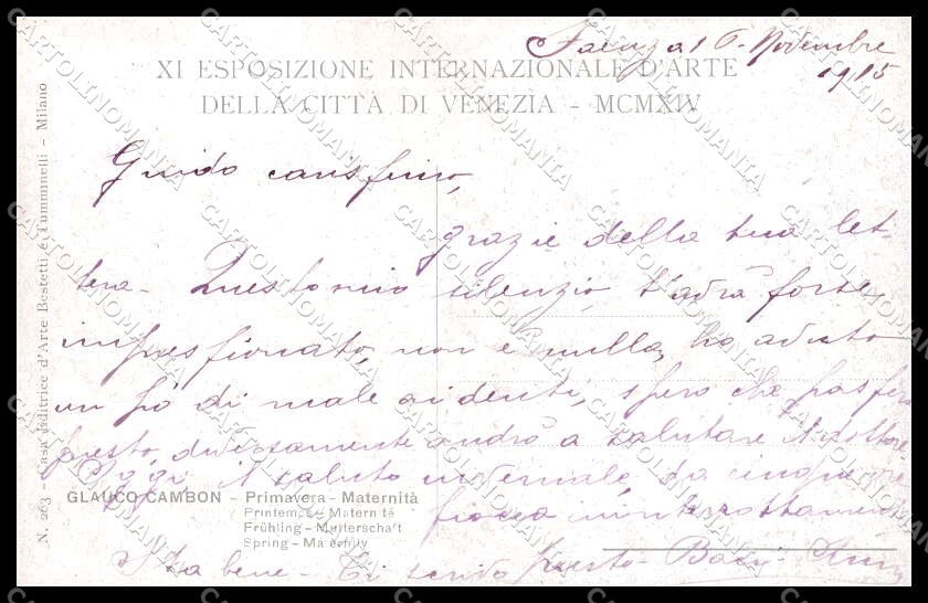 Illustratori Artist Signed G. Cambon Lady Expo XI Venezia cartolina ZG7721 – retro