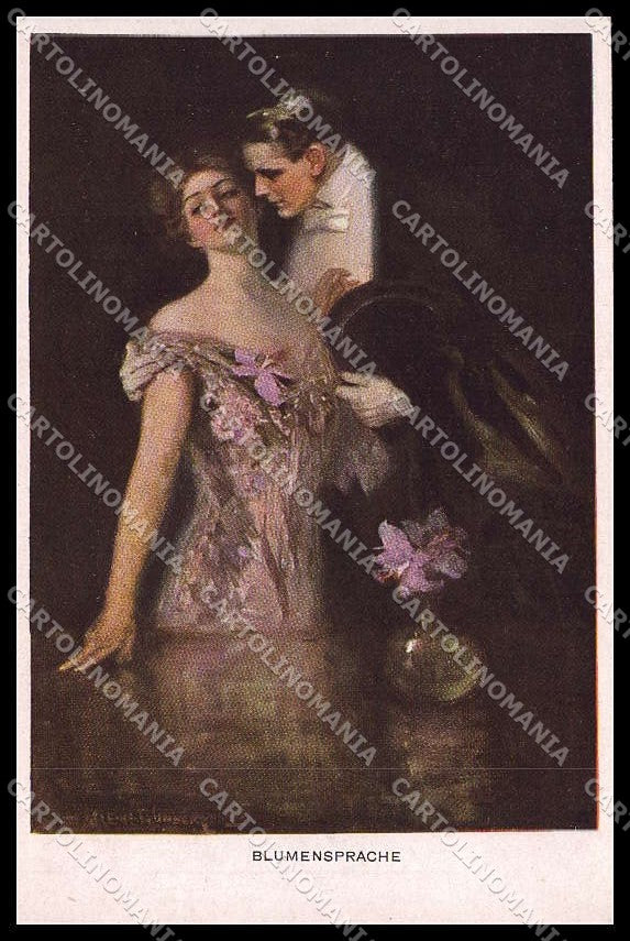 Artist Signed Clarence Underwood Romantic Couple M M Vienne 742E pc ZG7726 – fronte