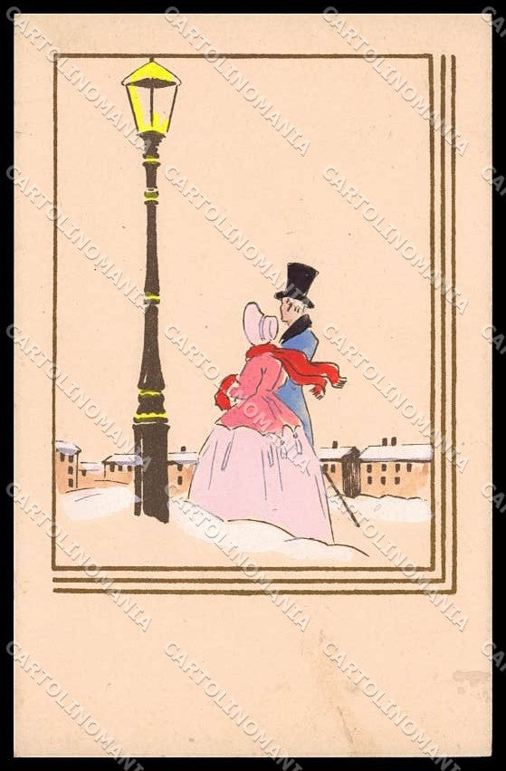 Artist Signed Romantic Couple Hand Painted Ars et Fides Genova 01 pc ZG7728 – fronte
