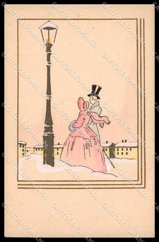Artist Signed Romantic Couple Hand Painted Ars et Fides Genova 01 pc ZG7729 – fronte