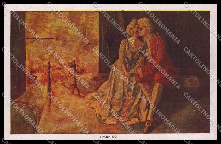Illustratori Artist Signed Romantic Couple Sparking cartolina ZG7731 – fronte