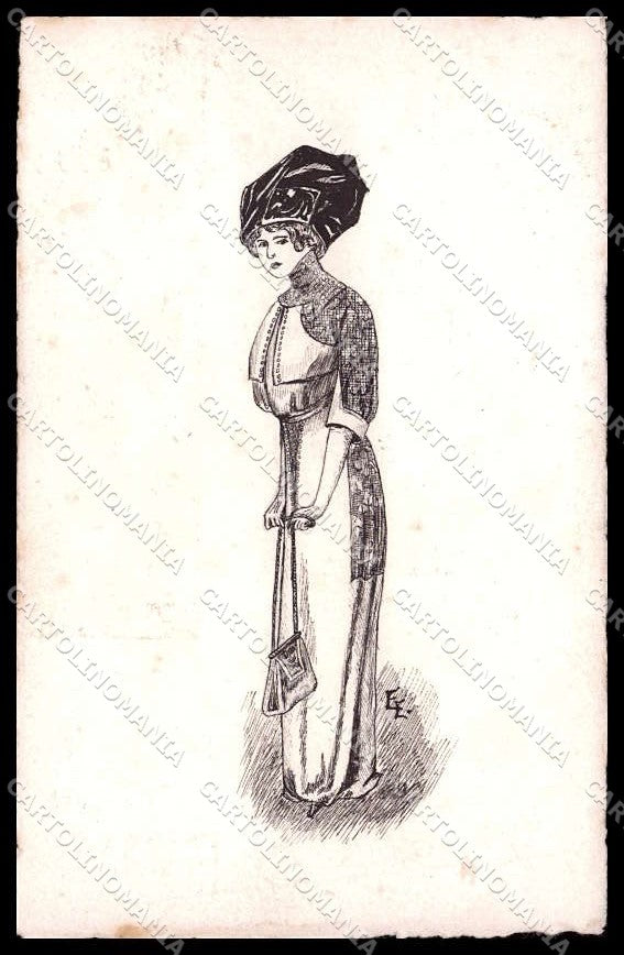 Illustratori Artist Signed E. E. Fashion Lady Hand Painted cartolina ZG7736 – fronte