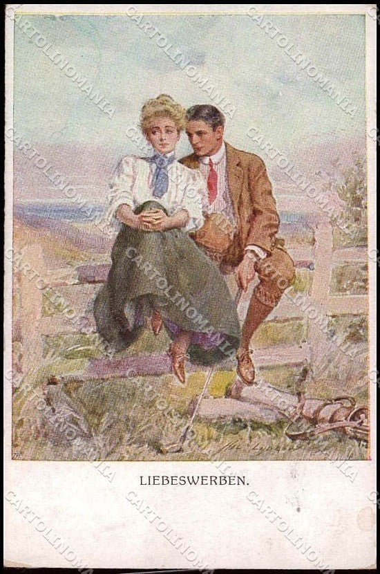 Artist Signed H. S. Ludlow Romantic Couple Golf MM Vienne 1125 pc ZG7744 – fronte