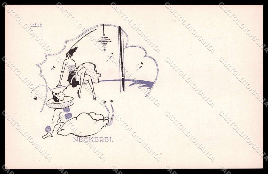Illustratori Artist Signed Leo Pernitsch Lady Pierrot Circus Art deco pc ZG7751 – fronte
