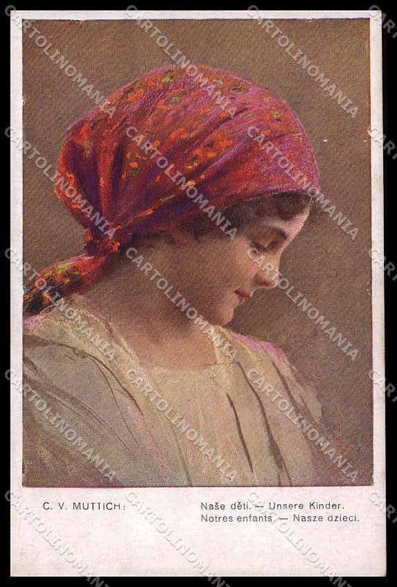 Illustratori Artist Signed C.V. Muttich Girl serie 247-5 cartolina ZG7754 – fronte