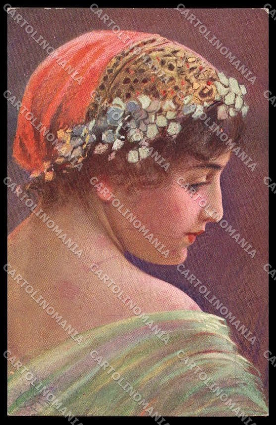 Illustratori Artist Signed C.V. Muttich Lady serie 560 cartolina ZG7756 – fronte