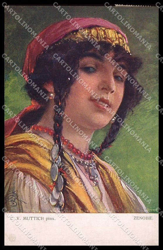 Illustratori Artist Signed C.V. Muttich Lady serie 1292 cartolina ZG7757 – fronte