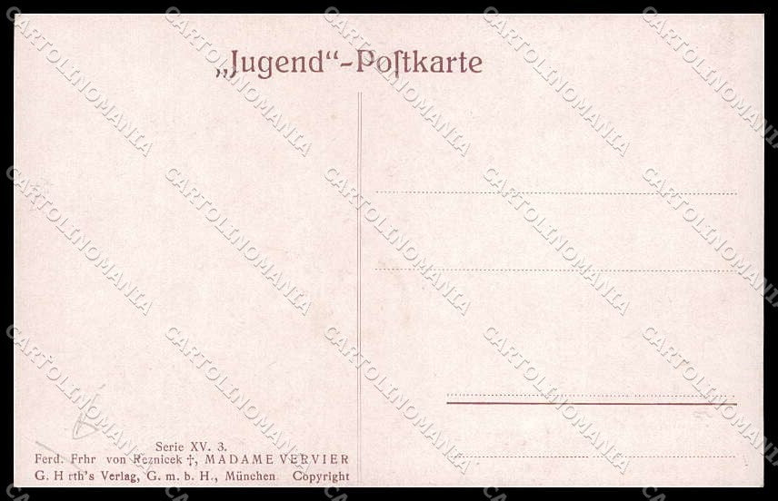 Artist Signed Reznicek Lady Jugend serie XV 3 CORNER CREASED pc ZG7760 – retro