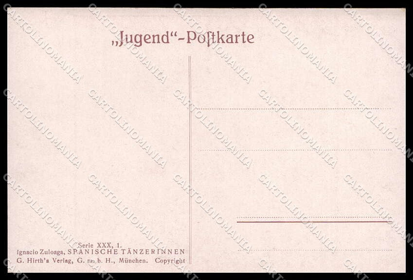 Illustratori Artist Signed I. Zuloaga Jugend Spanish Lady serie XXX-1 pc ZG7762 – retro