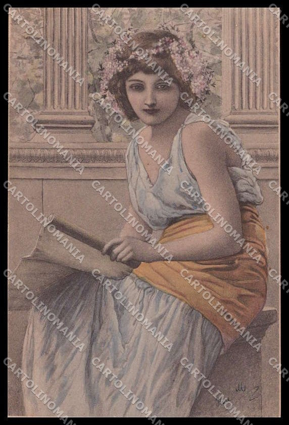 Illustratori Artist Signed Art Nouveau Lady Theo Stroefer serie 207-2 pc ZG7764 – fronte