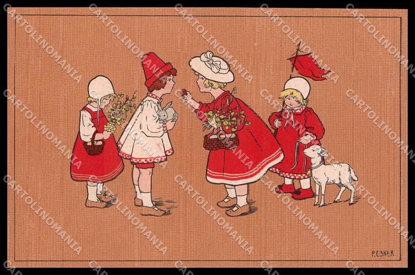 Illustratori Artist Signed P. Ebner Children Easter MM Vienne 511 pc ZG7769 – fronte