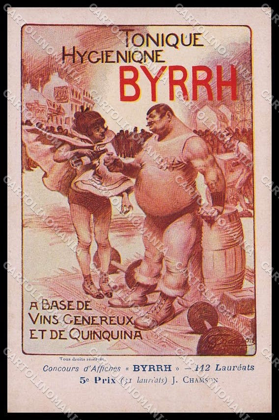 Illustratori Artist Signed J. Chamson Byrrh Lady Man Art Nouveau pc ZG7807 – fronte