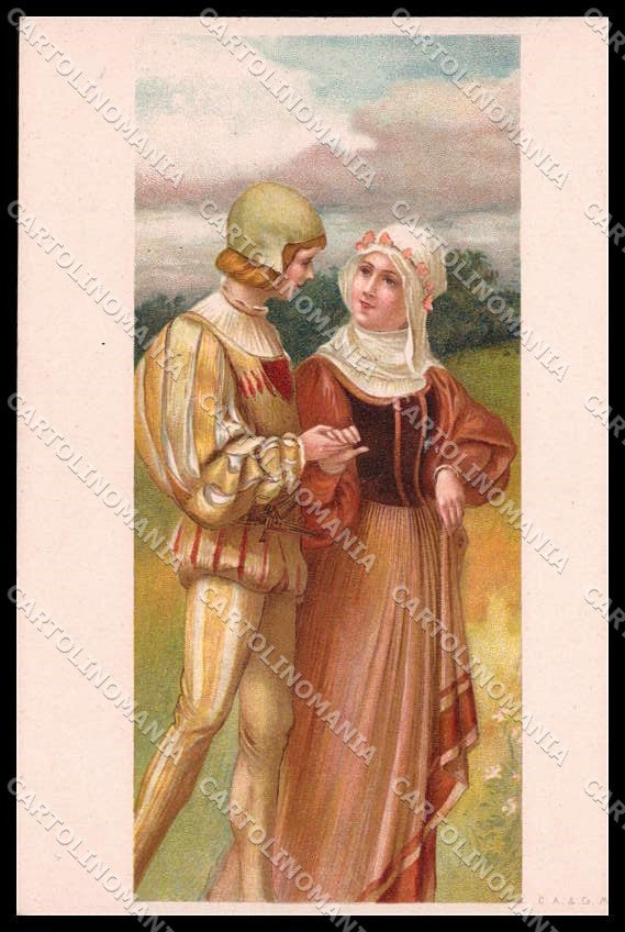 Illustratori Artist Signed Romantic Couple Art Nouveau cartolina ZG7818 – fronte