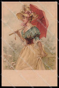 Illustratori Artist Signed Fashion Lady Art Nouveau CORNER CREASED pc ZG7820 – fronte