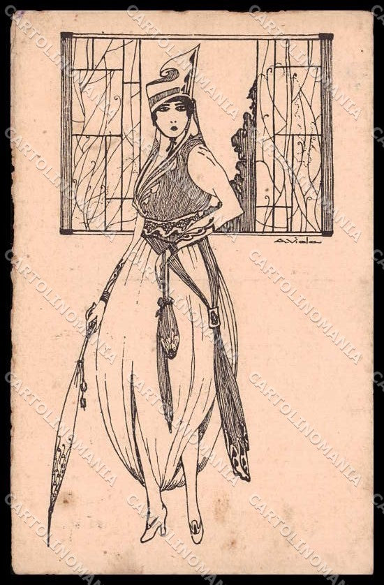 Illustratori Artist Signed A. Viola Fashion Lady Art Deco Roma cartolina ZG7824 – fronte