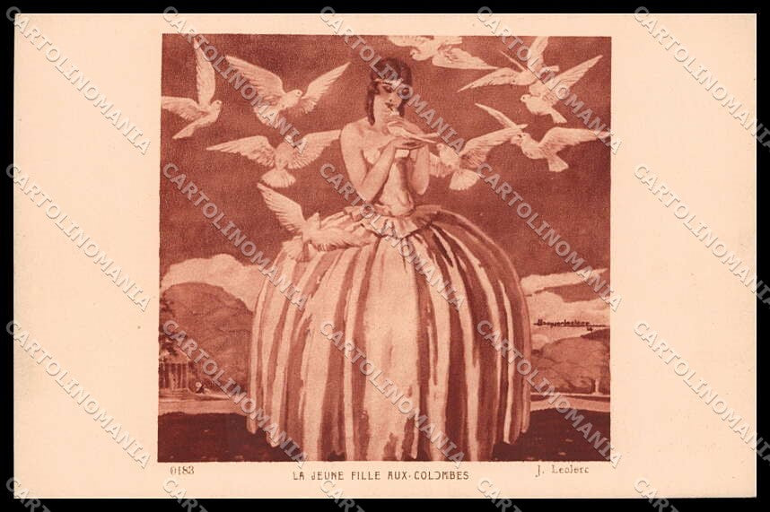 Illustratori Artist Signed J. Lecler Lady serie 0183 cartolina ZG7831 – fronte