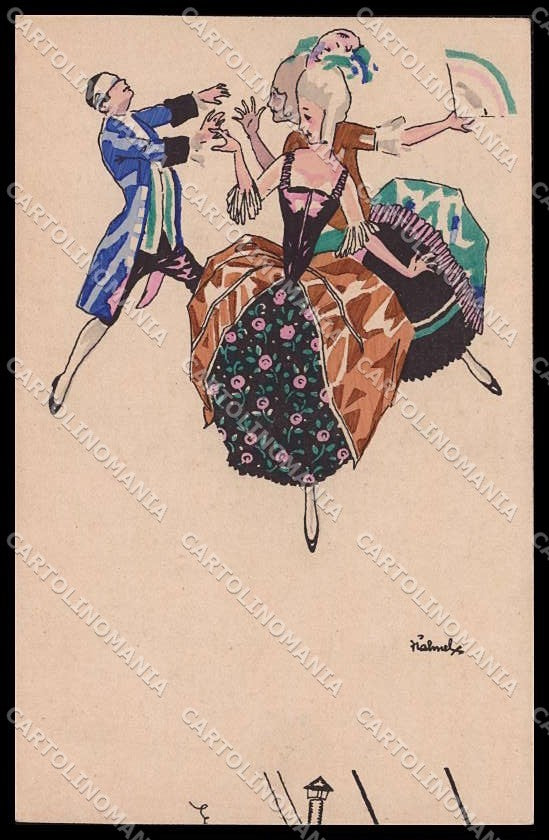 Illustratori Artist Signed Lady Dance Hand Painted serie 1200 cartolina ZG7832 – fronte