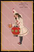 Illustratori Artist Signed Columbine Girl Relief TEARED cartolina ZG7833 – fronte