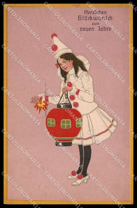 Illustratori Artist Signed Columbine Girl Relief TEARED cartolina ZG7833 – fronte