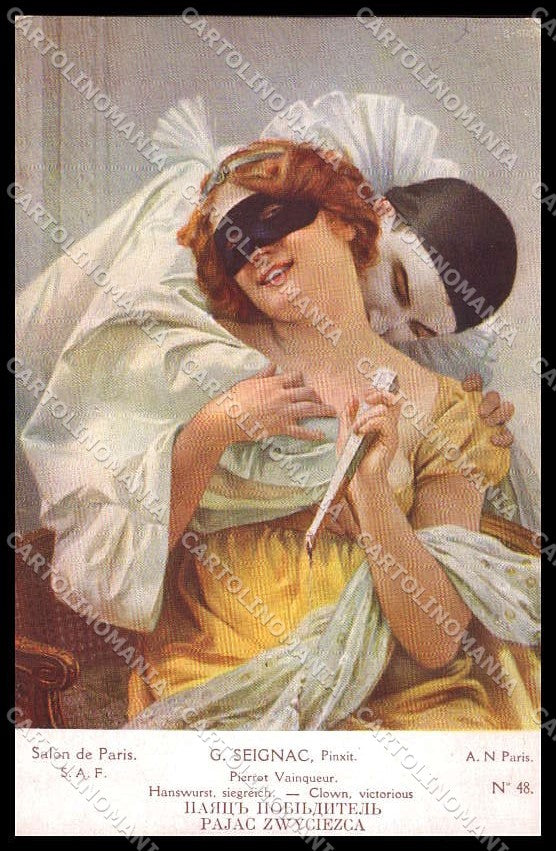 Artist Signed G. Seignac Columbine Pierrot Salon de Paris 48 pc ZG7836 – fronte