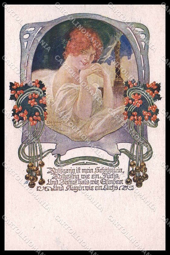 Artist Signed W.H. Braun Lady Art Nouveau Deutscher Schulverein 1165 pc ZG7856 – fronte