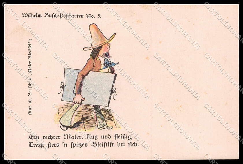 Illustratori Artist Signed Wilhelm Busch Boy n.5 cartolina ZG7862 – fronte