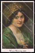 Illustratori Artist Signed Toasting Lady Wiener Bumentag 1912 cartolina ZG7864 – fronte