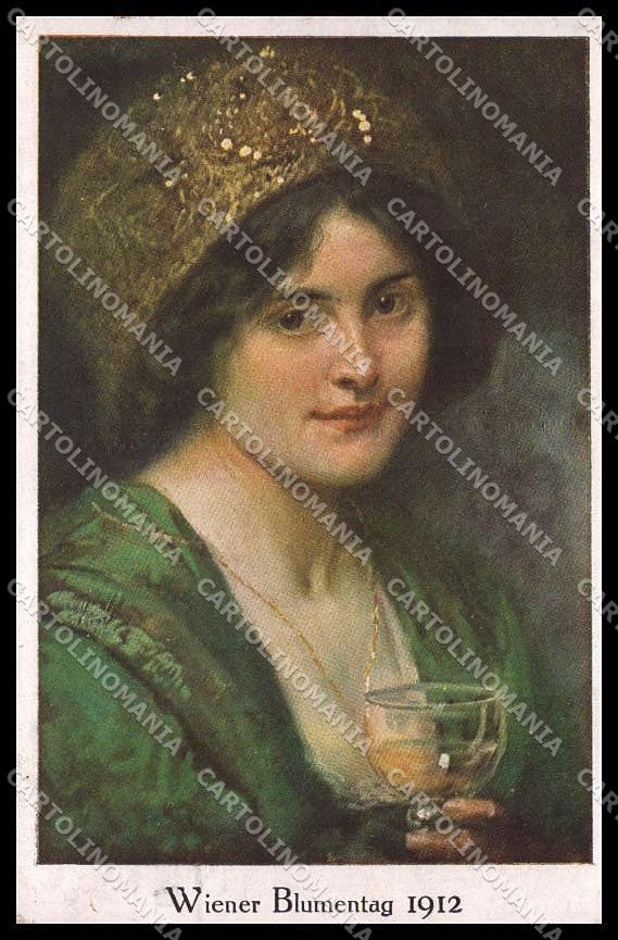 Illustratori Artist Signed Toasting Lady Wiener Bumentag 1912 cartolina ZG7864 – fronte