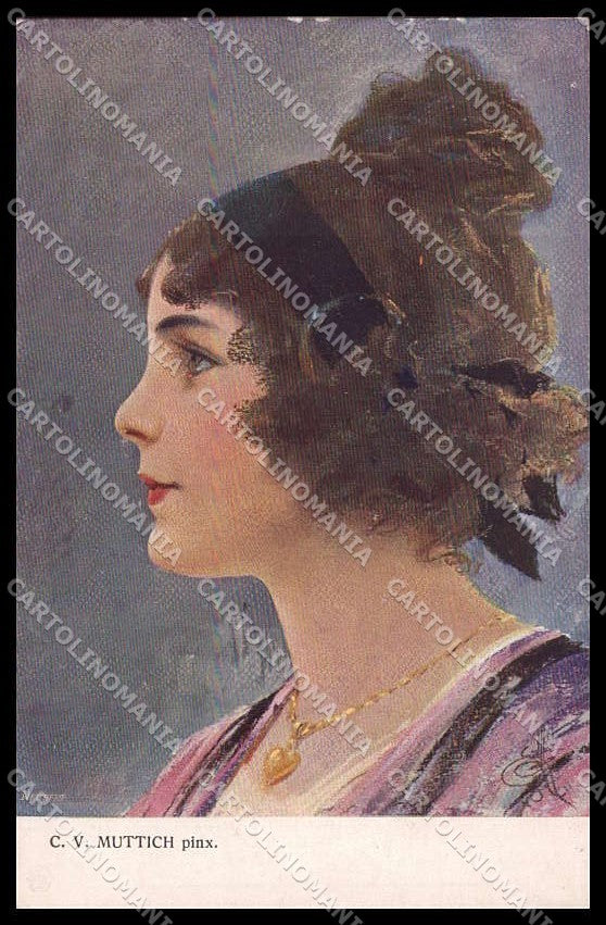 Illustratori Artist Signed C. V. Muttich Lady serie 289-5 cartolina ZG7865 – fronte