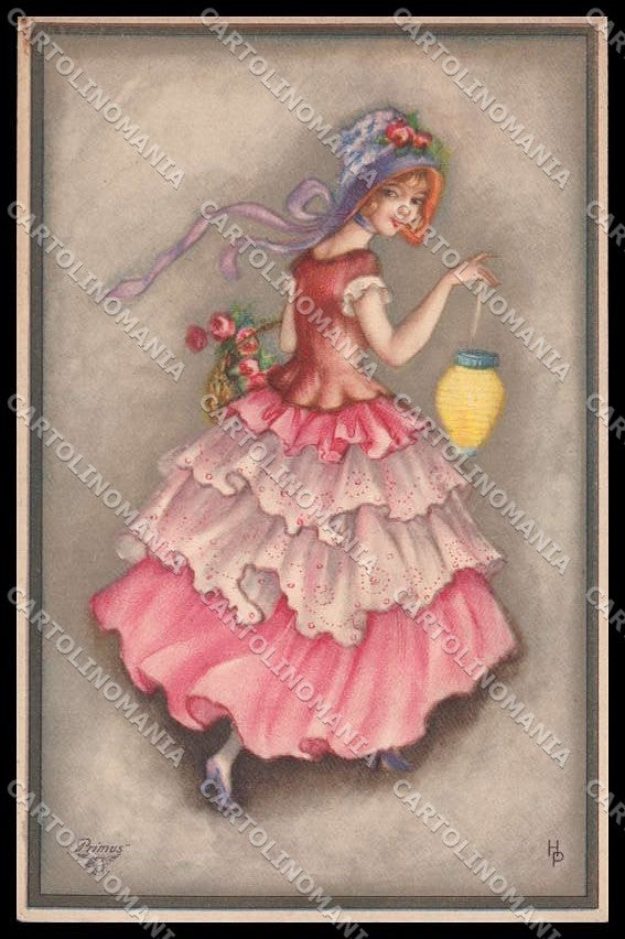 Illustratori Artist Signed Hannes Petersen Lady Primus serie 2080 pc ZG7871 – fronte