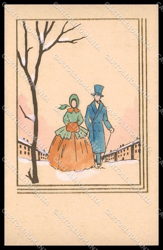 Artist Signed Romantic Couple Hand Painted Ars et Fides Genova 02 pc ZG7881 – fronte