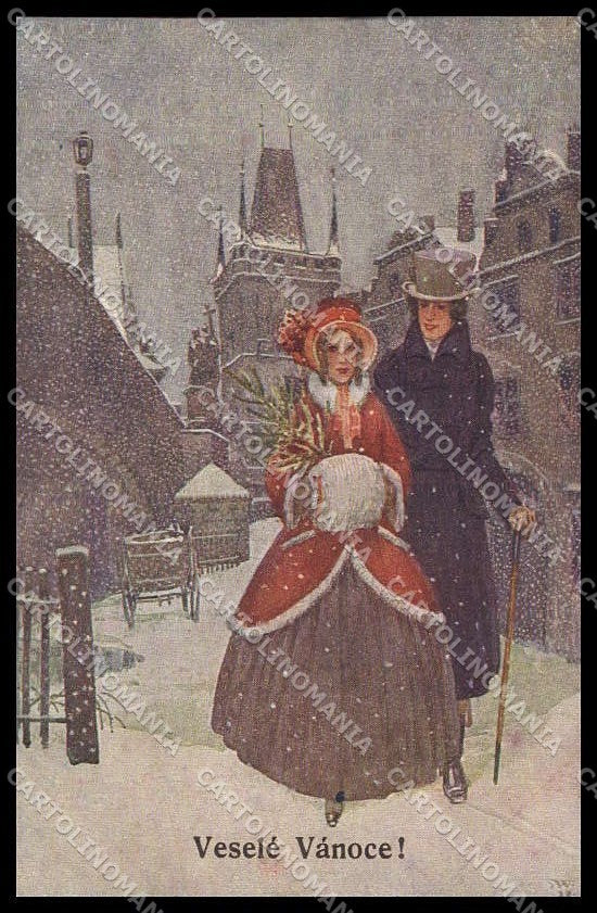 Illustratori Artist Signed J. Wenig Romantic Couple serie 292 cartolina ZG7882 – fronte