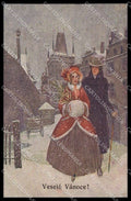 Illustratori Artist Signed J. Wenig Romantic Couple serie 292 cartolina ZG7882 – fronte