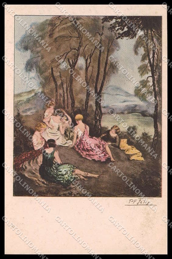 Illustratori Artist Signed P. F. Felix Lady Paris Gravures 2128 cartolina ZG7888 – fronte