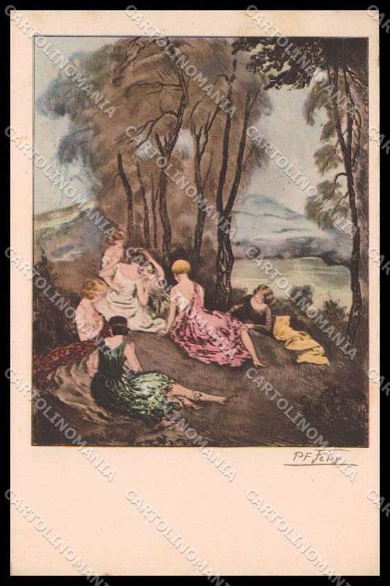 Illustratori Artist Signed P. F. Felix Lady Paris Gravures 2128 cartolina ZG7889 – fronte