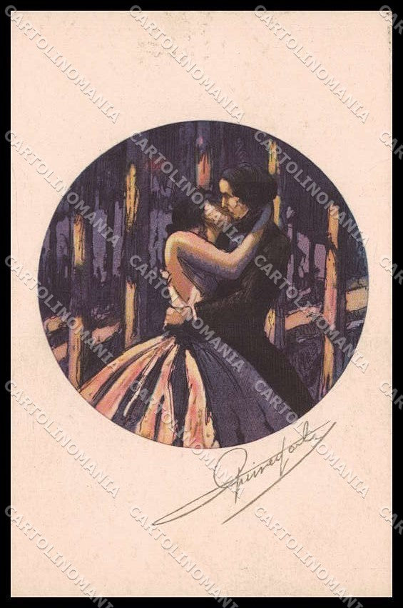Illustratori Artist Signed Lady Romantic Couple Ross-Monopol 2121 pc ZG7891 – fronte