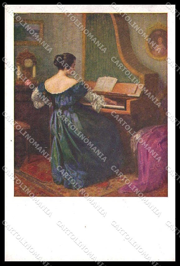 Illustratori Artist Signed K. M. Schuster Lady Piano cartolina ZG7899 – fronte