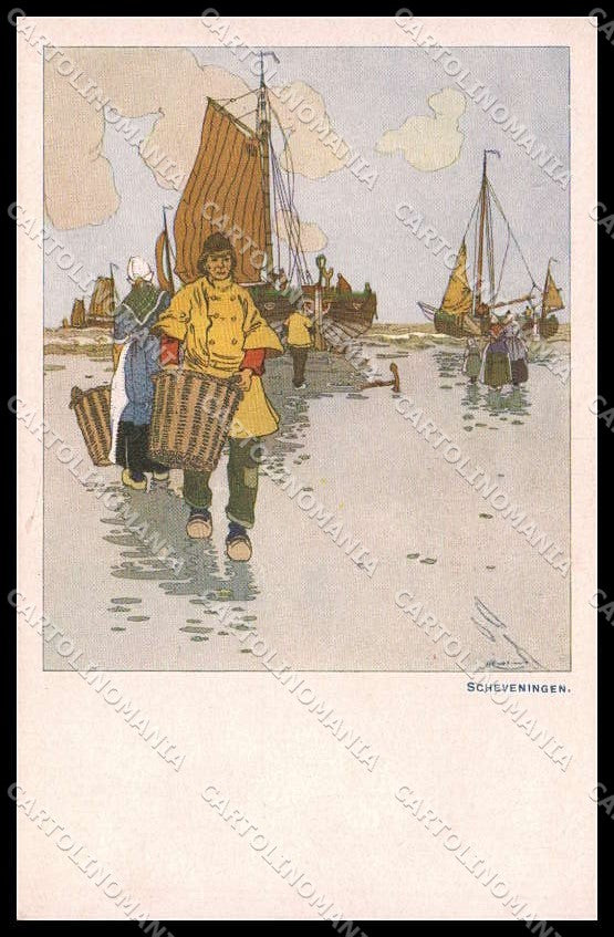 Illustratori Artist Signed Henri Cassiers Duch People serie K ABRADED pc ZG7903 – fronte