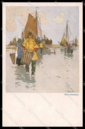 Illustratori Artist Signed Henri Cassiers Duch People serie K ABRADED pc ZG7903 – fronte