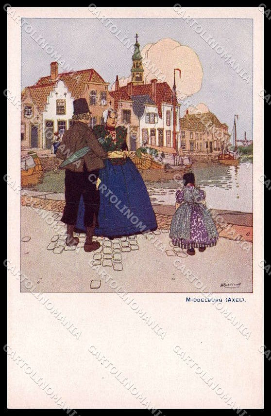Artist Signed Henri Cassiers Duch People serie K Middelburg Axel pc ZG7904 – fronte