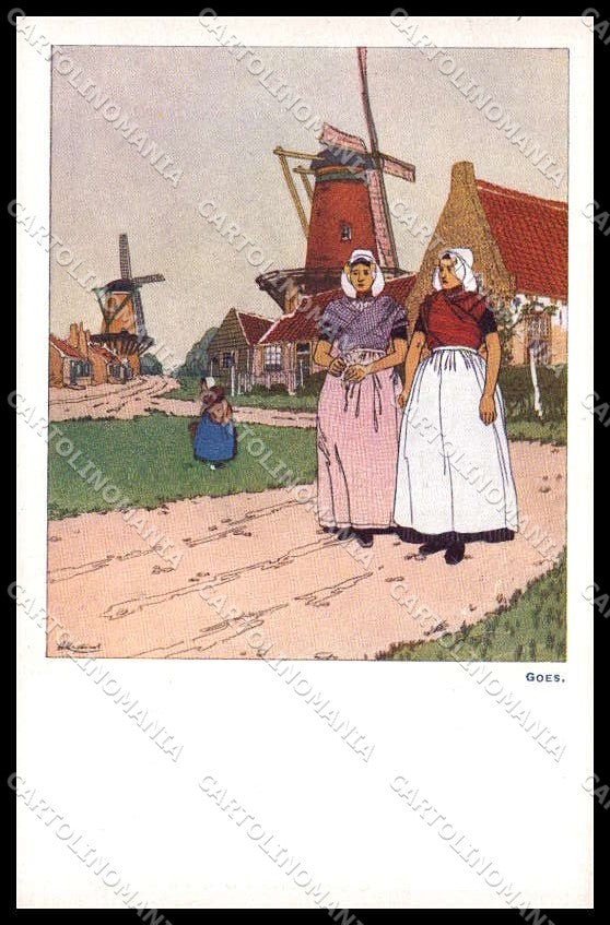 Illustratori Artist Signed Henri Cassiers Duch People serie K Goes pc ZG7905 – fronte