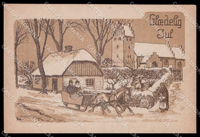 Illustratori Artist Signed Bie Chiristmas Horse Sled serie 2517 pc ZG7914 – fronte