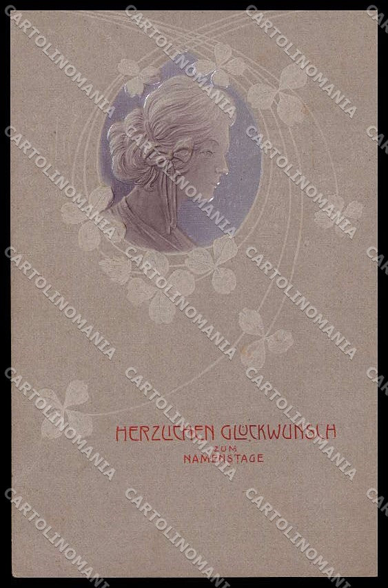 Illustratori Artist Signed Lady Art Nouveau Relief cartolina ZG7923 – fronte