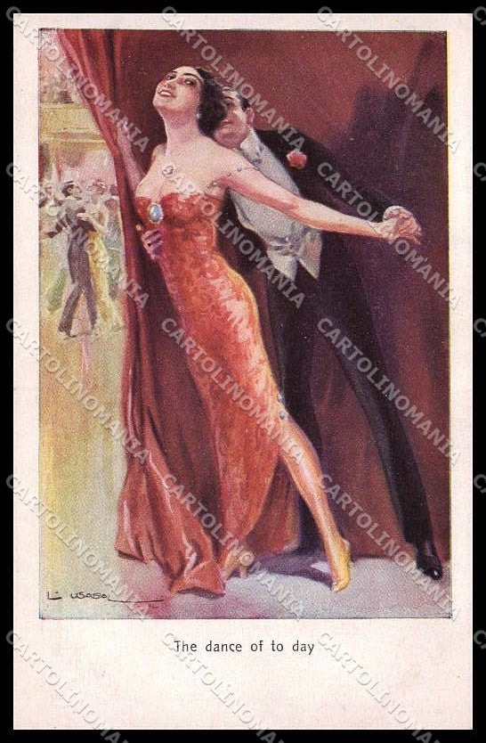 Illustratori Artist Signed Usabal Lady Dance WSSB 1067 cartolina ZG7926 – fronte