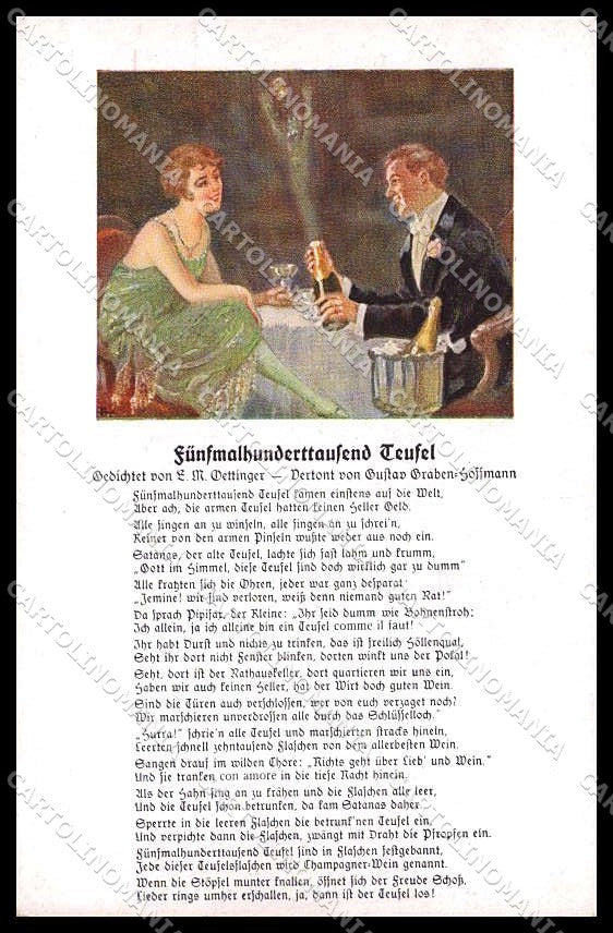 Artist Signed Romantic Couple Toasting Gustav Graben Hoffmann pc ZG7930 – fronte