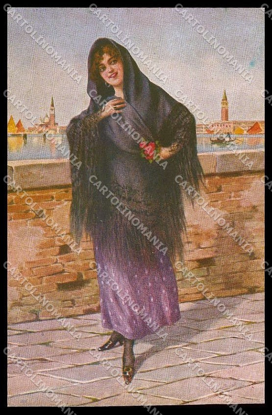 Illustratori Artist Signed Lady Venezia cartolina ZG7939 – fronte