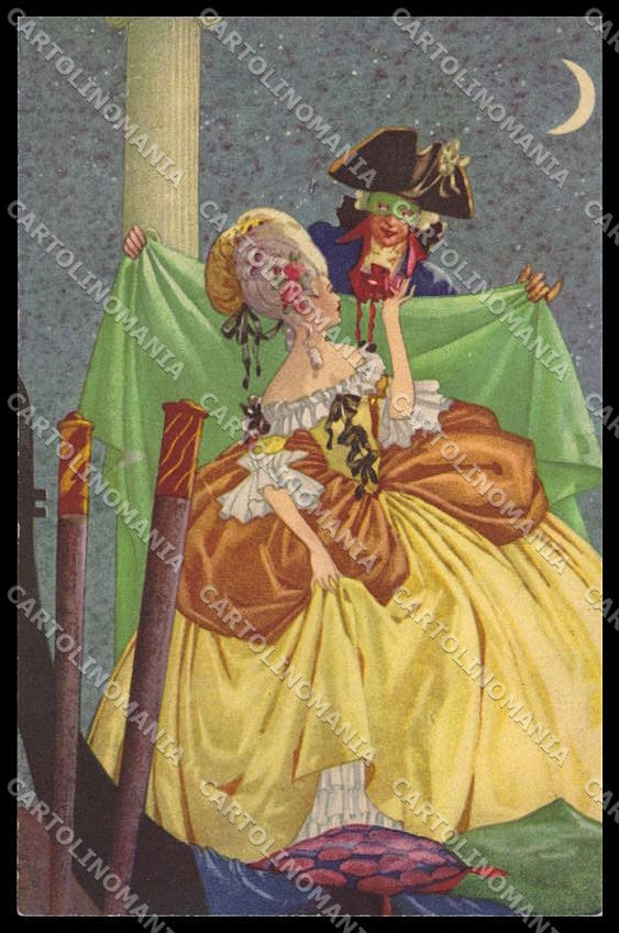 Illustratori Artist Signed Romantic Couple Venezia Paper Monn 145 pc ZG7943 – fronte
