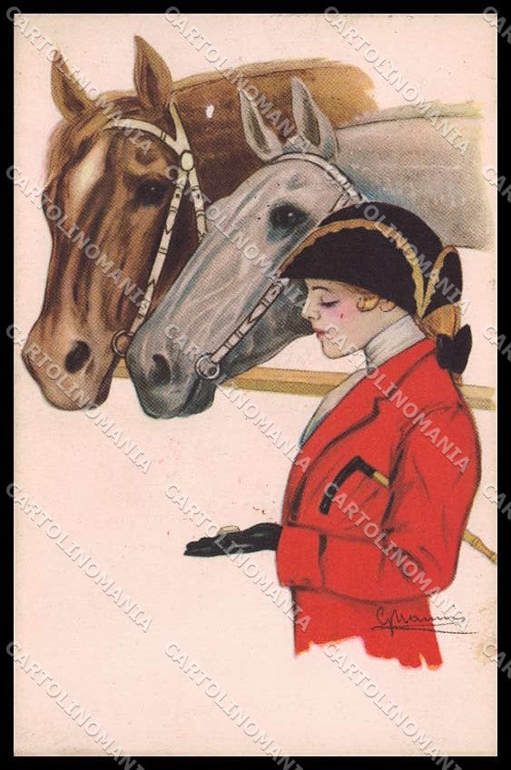Illustratori Artist Signed Nanni Lady Horse serie 150-2 cartolina ZG7968 – fronte